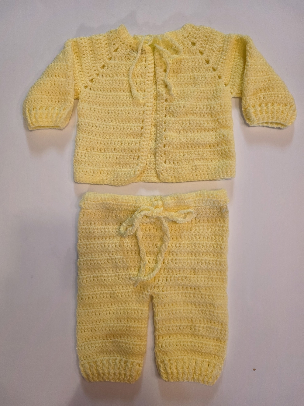 Handmade Yellow Crochet Baby Matching Set - Sweater & Pants